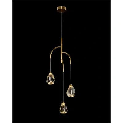 John-richard Faceted Chunk Crystal Three-light Chandelier In Antique Brass