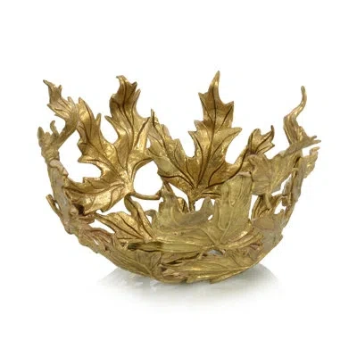 John-richard Falling Leaves Metal Abstract Decorative Bowl In Brass