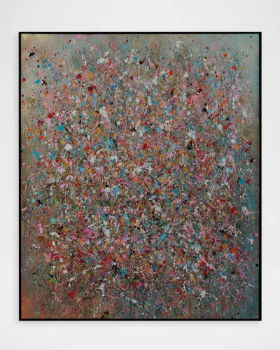 John-richard Flickering Hues Framed Original Painting By Teng Fei In Green
