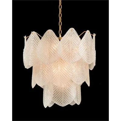 John-richard Frosted Glass Nine-light Chandelier In Antique Gold Leaf