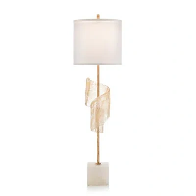 John-richard Furls 39.5" White/gold/clear Buffet Lamp In White,gold,clear