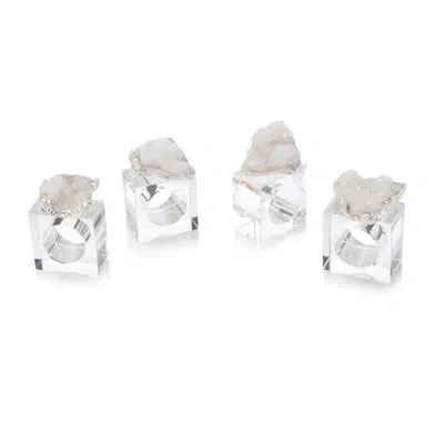 John-richard Geode Napkin Ring In White,silver