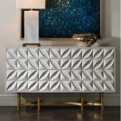 John-richard Ghost Credenza In White,bronze