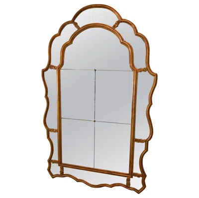 Pre-owned John-richard Gilded Gold Wood Floor Mirror By John Richard In Gray