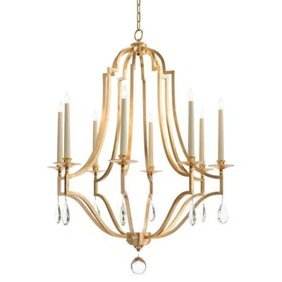 John-richard Gold-leaf And Crystal Chandelier In Gold Leaf