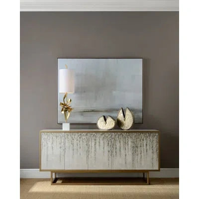 John-richard Idle Hill 77" Wide Sideboard In Antique Beluga,brushed Brass