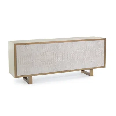 John-richard Kano 84" Wide Sideboard In Variegated Cream,white,antique Beluga,brushed Brass