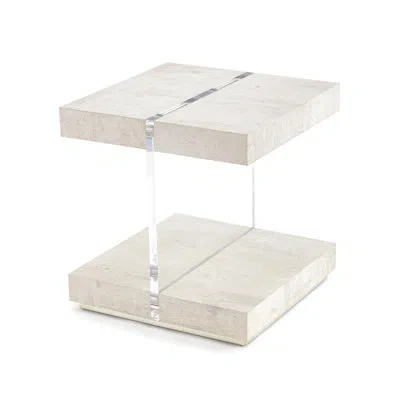 John-richard Loftus Floor Shelf End Table With Storage In Tiza Gesso