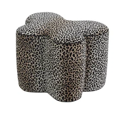 John-richard Mariposa 25" Wide Novelty Animal Print Standard Ottoman In Black,beige