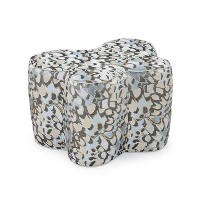 John-richard Mariposa 30" Wide Novelty Standard Ottoman In Light Blue,gray,yellow