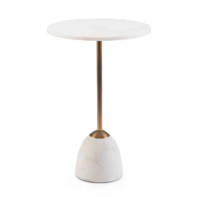 John-richard Martini Marble Pedestal End Table In White