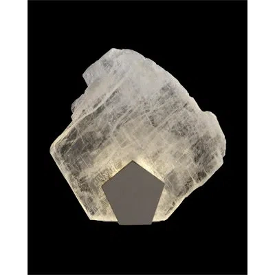 John-richard Moonlight Sonata Selenite Pane Single-light Wall Sconce In Polished Stainless Steel Finish In Stanless Steel;acier Stanless