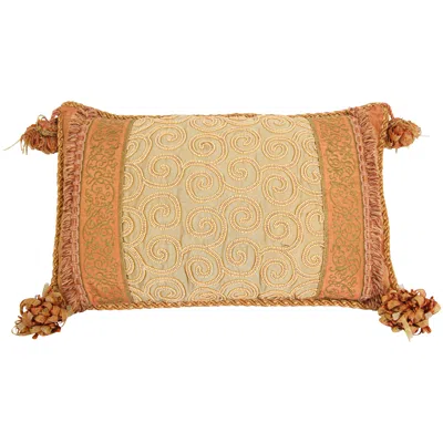 Pre-owned John-richard Moorish Style Decorative Throw Pillow By John Richard, Gold Silk, 1980