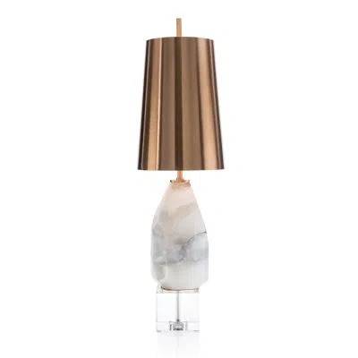 John-richard Multifaceted 32" White/clear Table Lamp In White,clear