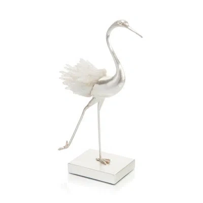John-richard Quartz Egret Running Figurine In White