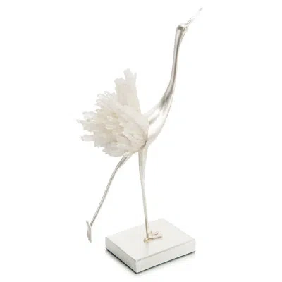 John-richard Quartz Egret Stretching Figurine In White