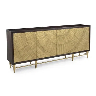 John-richard Radiate 94.75'' Wide Walnut Solid Wood Sideboard In Gold,taupe