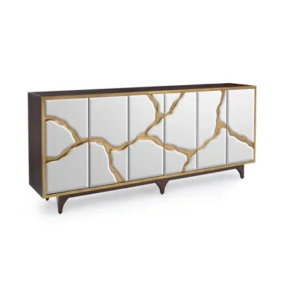 John-richard Ravine 96" Wide Sideboard In Dark Brown,silver,gold