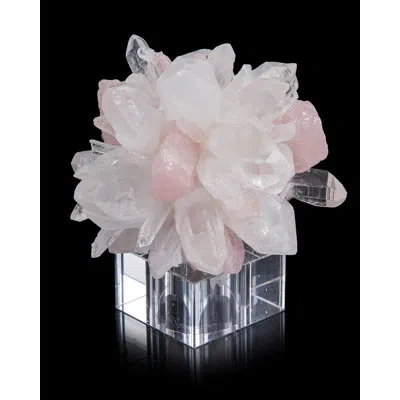John-richard Rock Quartz Points With Rose Quartz Ball In White,pink