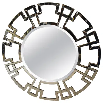 Pre-owned John-richard Round Beveled Glass Mirror By John Richard In Gray