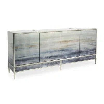 John-richard Saye Rawson 88" Wide Sideboard In Blue,gray,silver