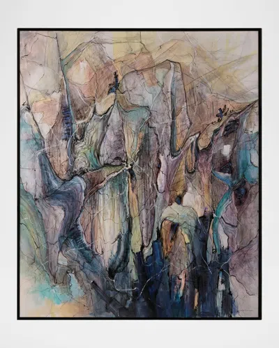John-richard Shifting Perspectives Framed Original Painting By Teng Fei In Blue