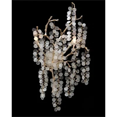 John-richard Shiro-noda Two-light Dramatic Glass Cluster Wall Sconce In Silver;frosted
