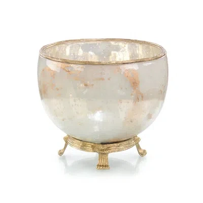 John-richard Simply Classic Cream/silver/antique Brass 11.5" Glass Table Vase In Silver;cream;antique Brass