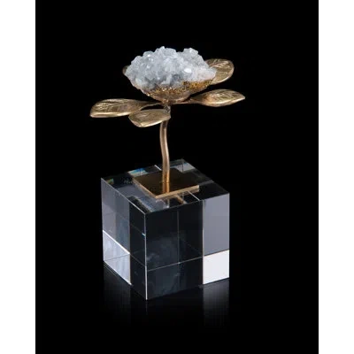 John-richard Single Celestite Bloom In Blue,honey Brass,clear