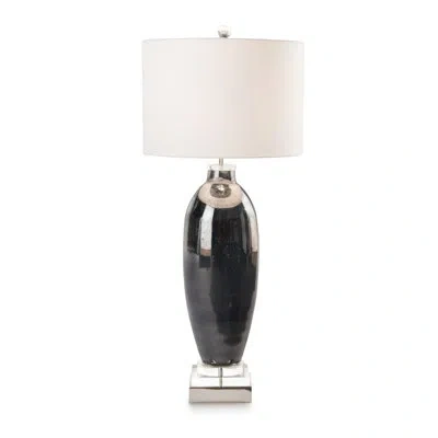John-richard Slender 38" Black Table Lamp In Smoky Blue