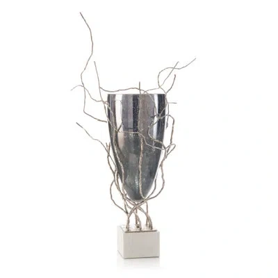 John-richard Smoky Blue/white 34" Glass Floor Vase In White;smoky Blue