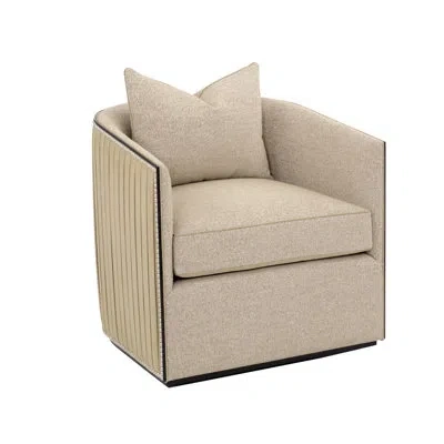 John-richard Sonoma Upholstered Swivel Barrel Chair In Beige,camel