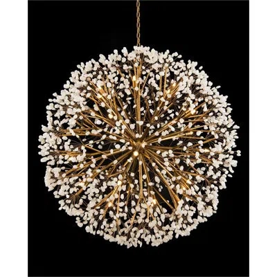 John-richard Spherical Thirty-light Quartz Chandelier In Gold Leaf