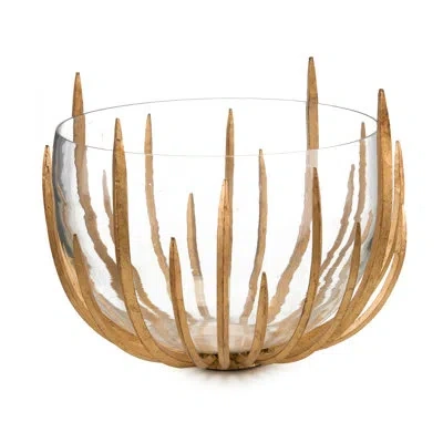 John-richard Starstruck Glass/metal Coastal Decorative Bowl In Gold-leaf/clear In Gold-leaf,clear