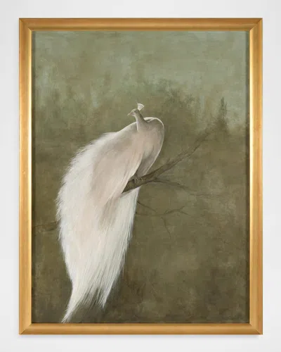 John-richard The White Peacock Framed Giclee By Debra Ferrari In Green
