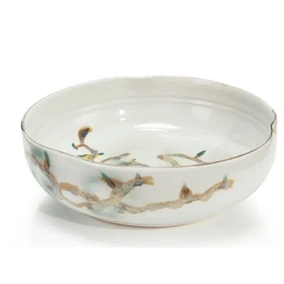 John-richard Twigs And Teal I Serving Bowl In White