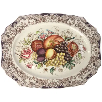 Pre-owned Johnson Brothers English Transferware Large Platter, Harvest Fruit Pattern By  In Sand