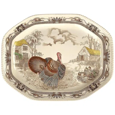 Pre-owned Johnson Brothers English Transferware Large Turkey Platter, Barnyard King By  In Sand