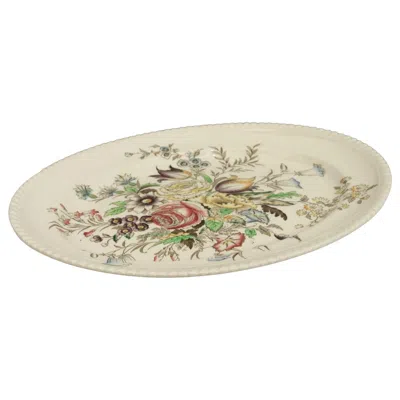 Pre-owned Johnson Brothers ‘garden Bouquet'  Ceramic Serving Platter In Sand