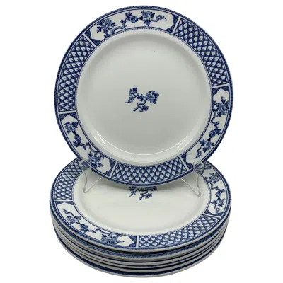 Pre-owned Johnson Brothers Set Of Eight Blue And White Exeter Plates