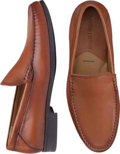 Johnston &amp; Murphy Johnston & Murphy Men's Hawkins Venetian Leather Slip-on Loafers Cognac - Size: 8 1/2 D-width