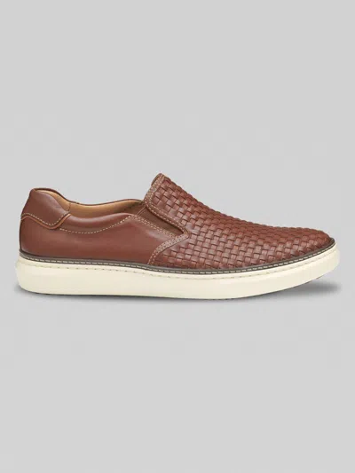 Johnston &amp; Murphy Johnston & Murphy Men's Mcguffey Woven Full Grain Leather Slip-ons In Brown