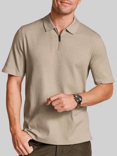 Johnston &amp; Murphy Johnston & Murphy Men's Regular Fit Finn 4-way Stretch Ribbed Zip Polo In Gray