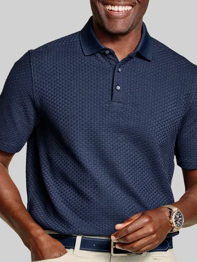 Johnston &amp; Murphy Johnston & Murphy Men's Regular Fit Tilson Textured Weave Polo In Blue