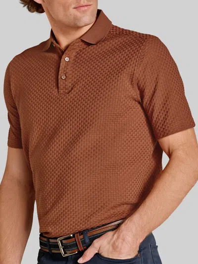 Johnston &amp; Murphy Johnston & Murphy Men's Regular Fit Tilson Textured Weave Polo In Brown