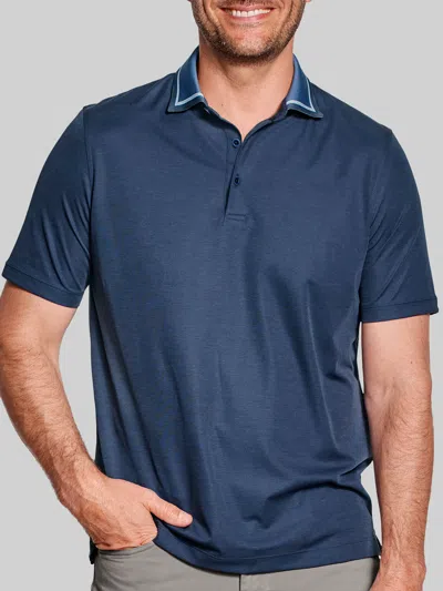 Johnston &amp; Murphy Johnston & Murphy Men's Regular Fit Tipped Collar Polo In Blue
