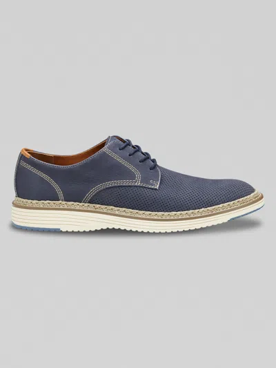 Johnston &amp; Murphy Johnston & Murphy Men's Upton Nubuck Leather Perforated Plain Toe Oxfords In Blue