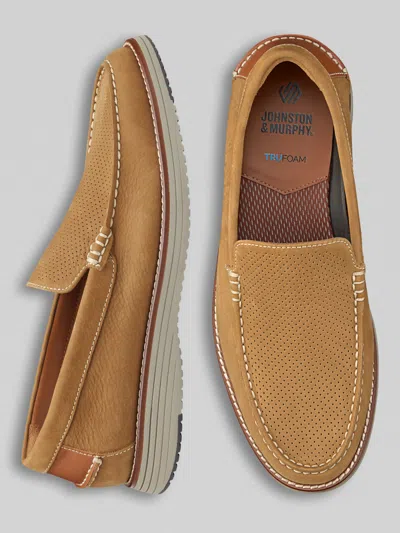 Johnston &amp; Murphy Johnston & Murphy Men's Upton Venetian Nubuck Leather Slip-on Loafers In Brown