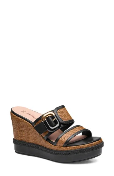 Johnston & Murphy Addison Buckle Platform Wedge Slide Sandal In Multi