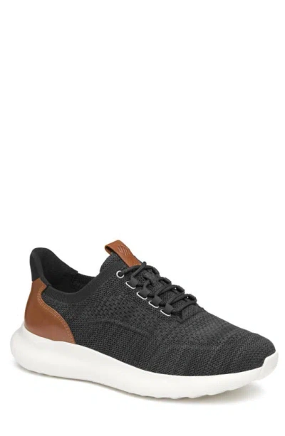 Johnston & Murphy Amherst 2.0 Knit Plain Toe Trainer In Black Heathered Knit